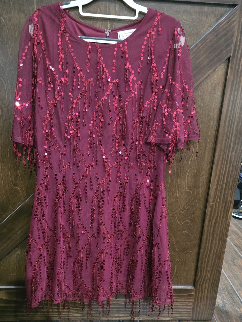 Love Riche Wine Red Sequin Party Dress